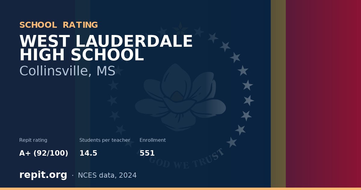WEST LAUDERDALE HIGH SCHOOL, Collinsville, MS — Repit school rating A+ (92/100)