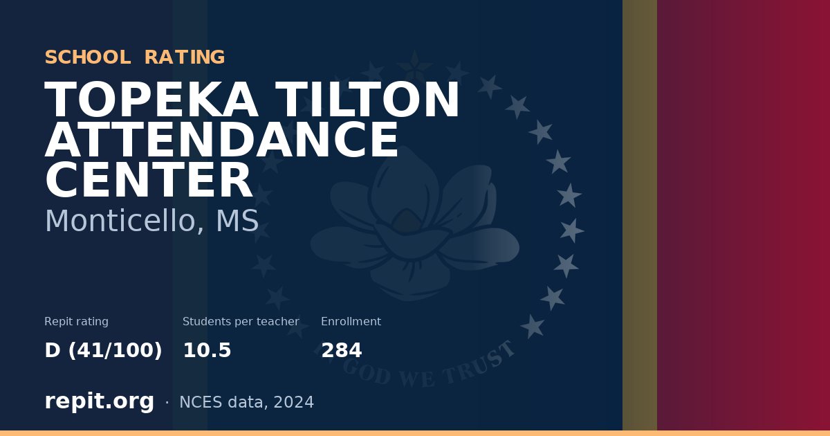 TOPEKA TILTON ATTENDANCE CENTER, Monticello, MS — Repit school rating D (41/100)
