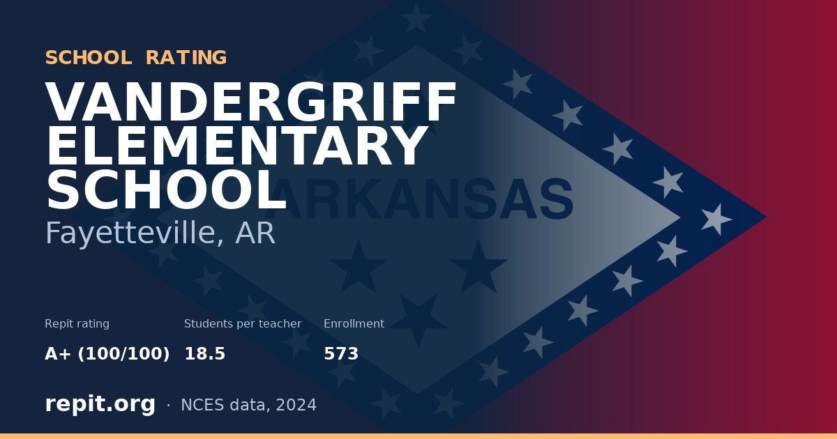 VANDERGRIFF ELEMENTARY SCHOOL, Fayetteville, AR — Repit school rating A+ (100/100)