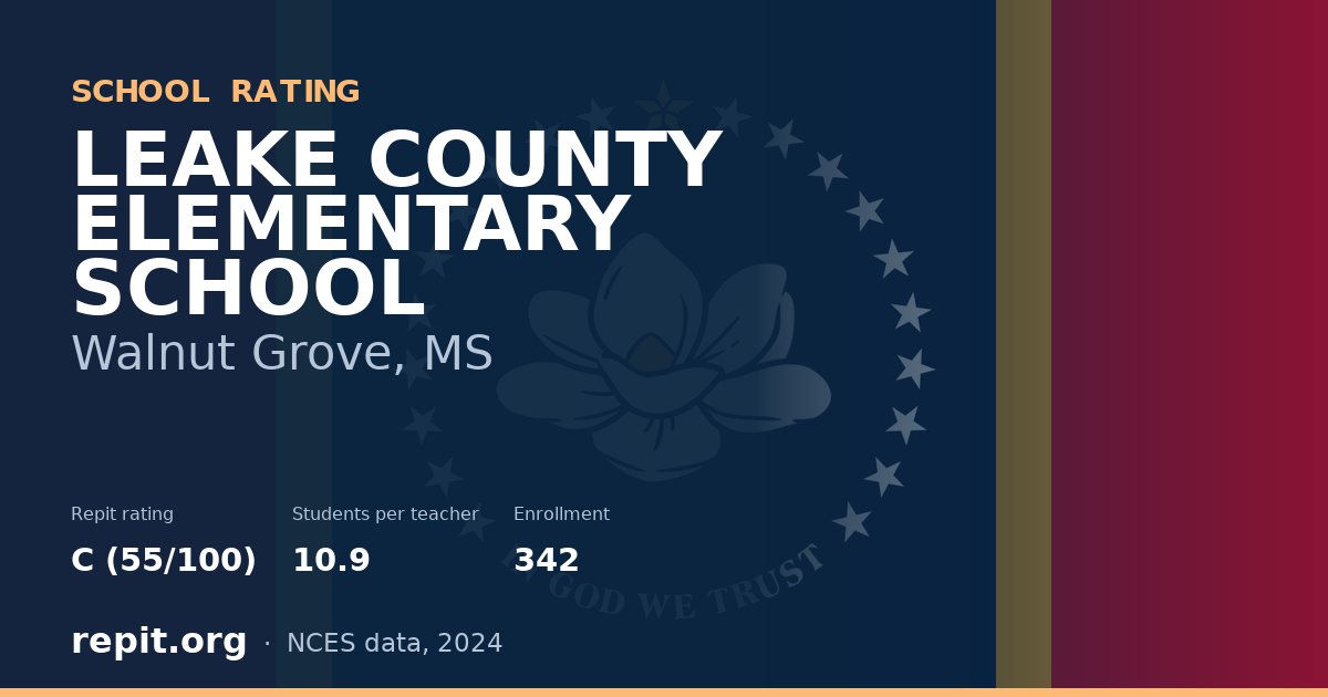 LEAKE COUNTY ELEMENTARY SCHOOL, Walnut Grove, MS — Repit school rating C (55/100)