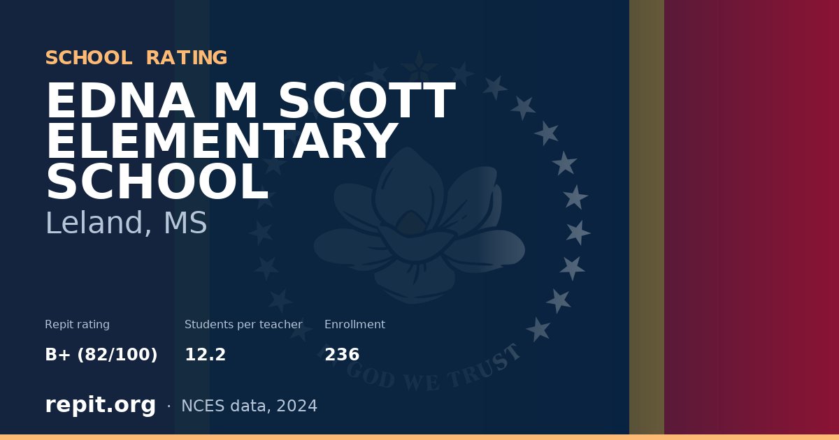 EDNA M SCOTT ELEMENTARY SCHOOL, Leland, MS — Repit school rating B+ (82/100)