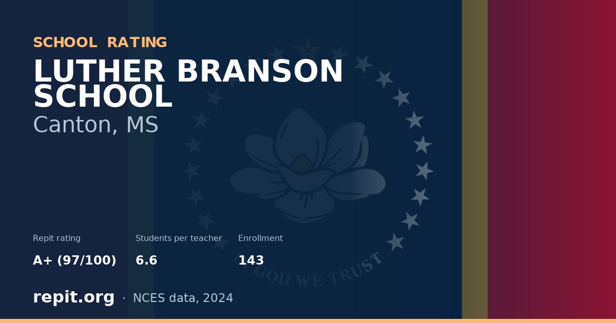 LUTHER BRANSON SCHOOL, Canton, MS — Repit school rating A+ (97/100)
