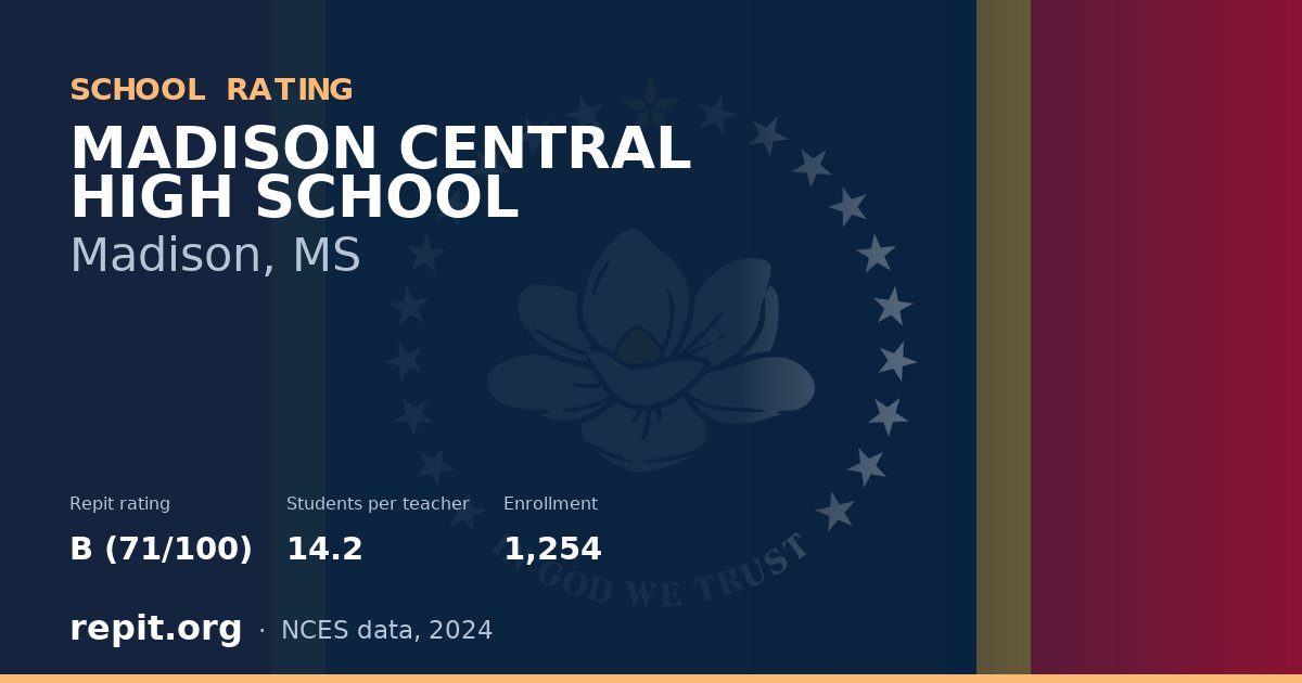 MADISON CENTRAL HIGH SCHOOL, Madison, MS — Repit school rating B (71/100)