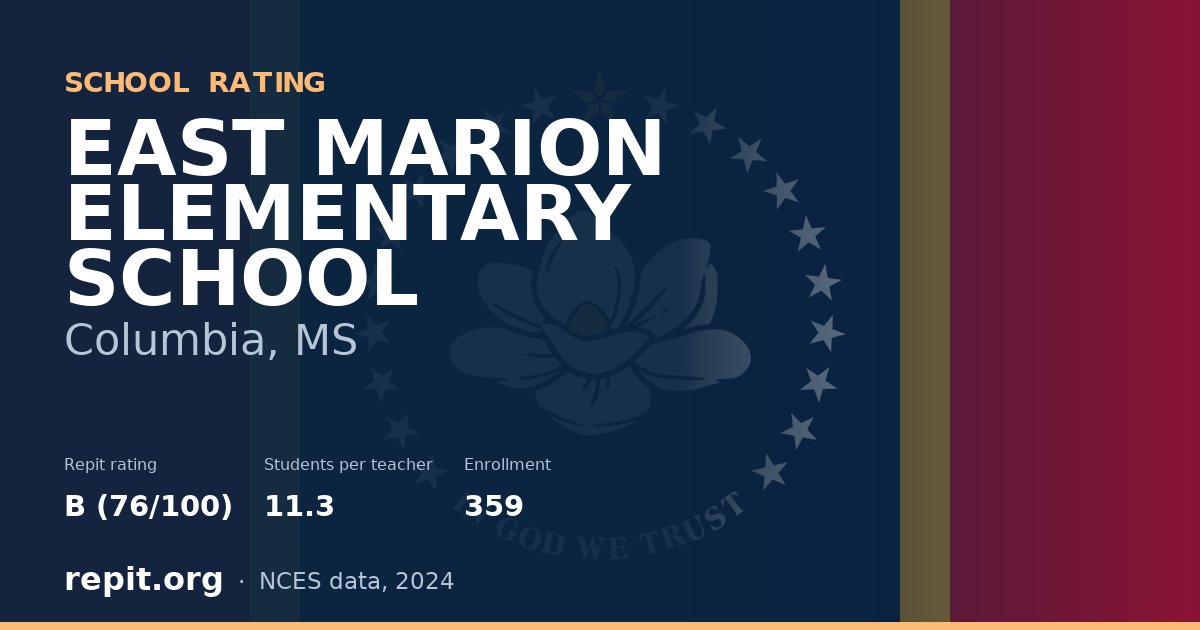 EAST MARION ELEMENTARY SCHOOL, Columbia, MS — Repit school rating B (76/100)