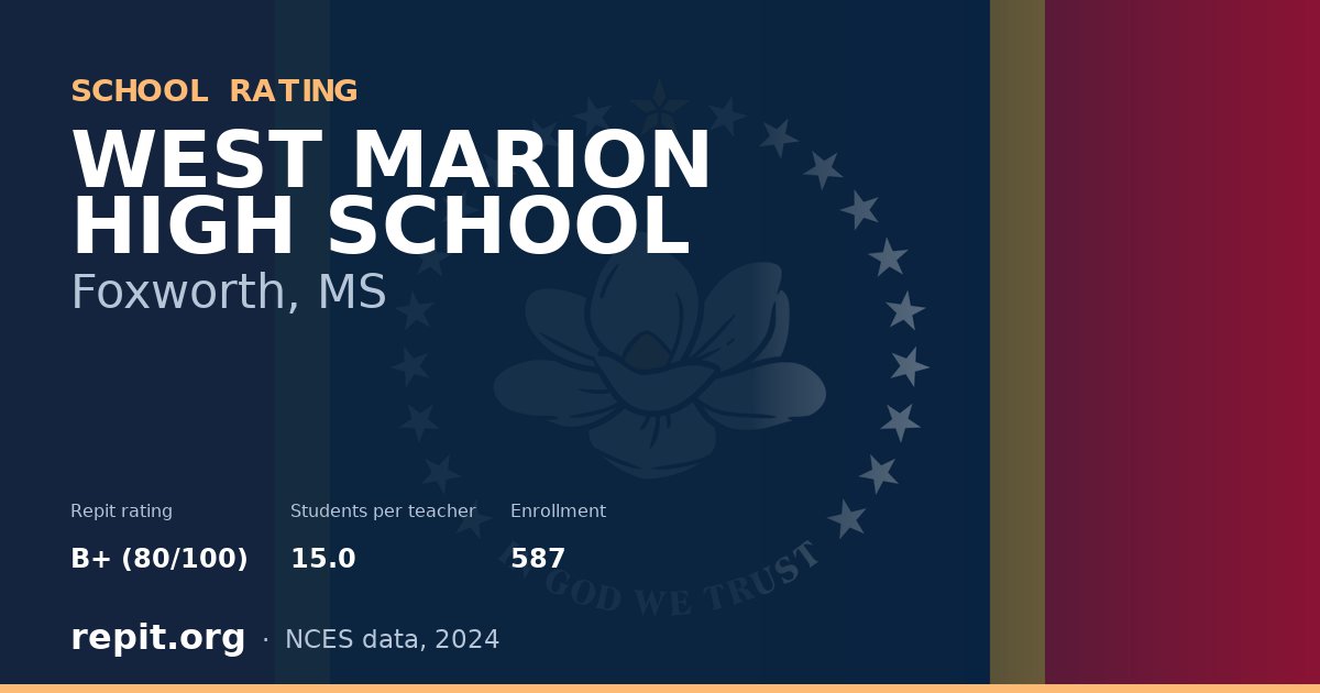 WEST MARION HIGH SCHOOL, Foxworth, MS — Repit school rating B+ (80/100)