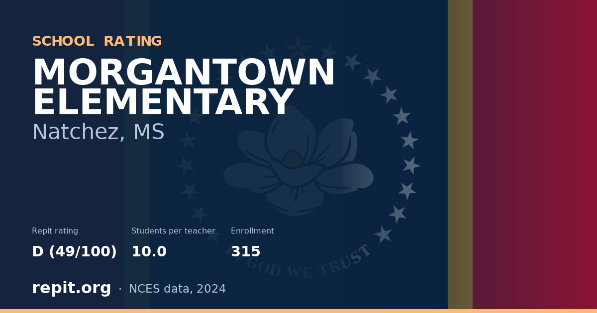 MORGANTOWN ELEMENTARY, Natchez, MS — Repit school rating D (49/100)