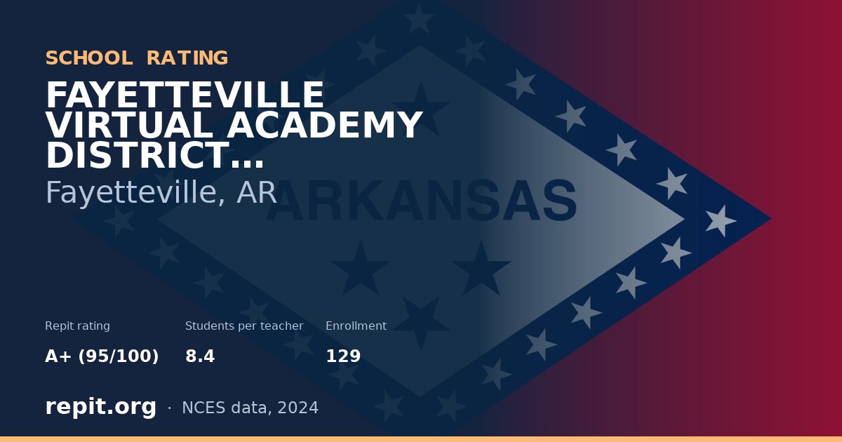 FAYETTEVILLE VIRTUAL ACADEMY DISTRICT CONVERSION CHARTER SCH, Fayetteville, AR — Repit school rating A+ (95/100)