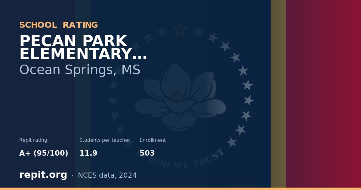PECAN PARK ELEMENTARY SCHOOL, Ocean Springs, MS — Repit school rating A+ (95/100)