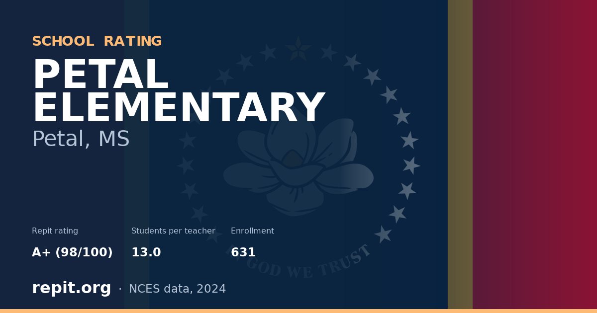 PETAL ELEMENTARY, Petal, MS — Repit school rating A+ (98/100)