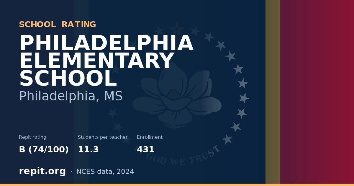 PHILADELPHIA ELEMENTARY SCHOOL, Philadelphia, MS — Repit school rating B (74/100)