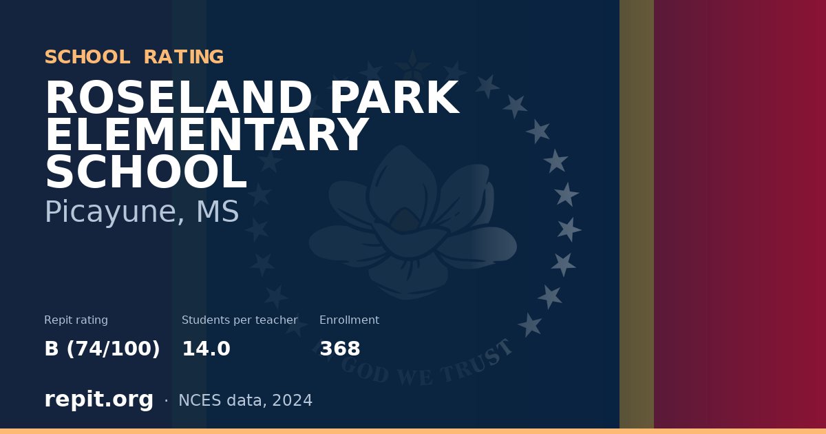 ROSELAND PARK ELEMENTARY SCHOOL, Picayune, MS — Repit school rating B (74/100)