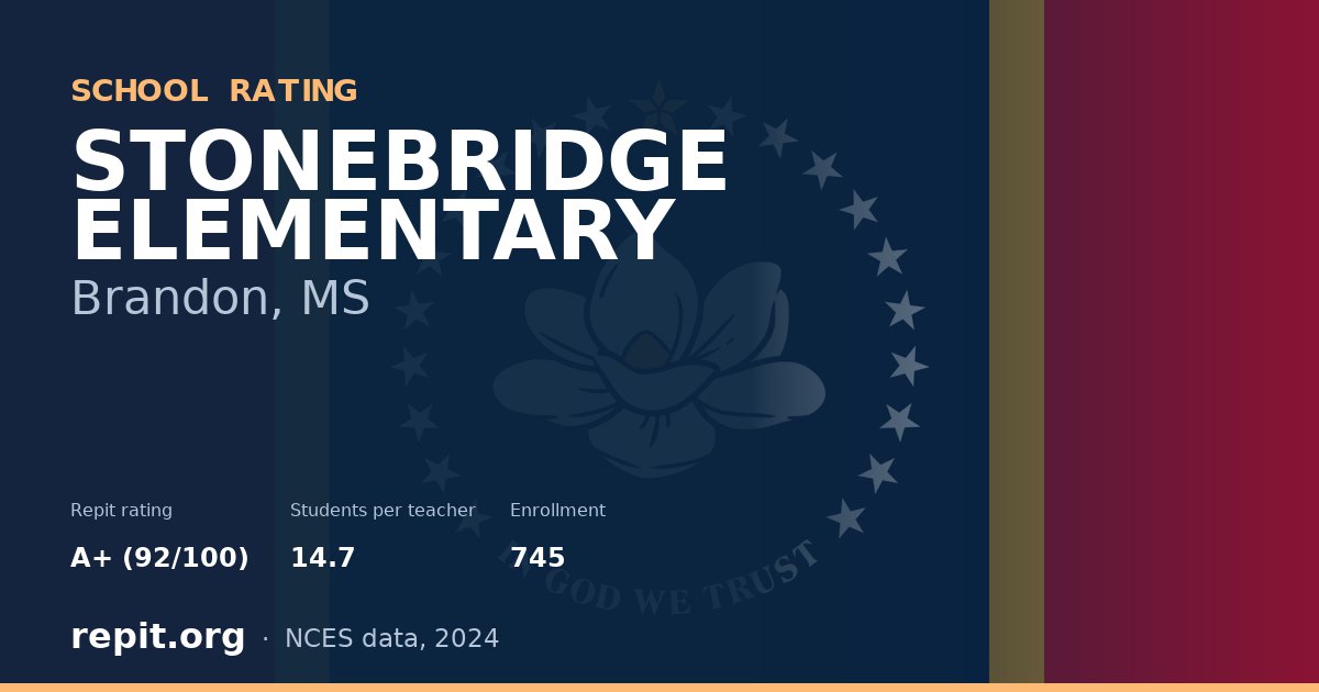 STONEBRIDGE ELEMENTARY, Brandon, MS — Repit school rating A+ (92/100)