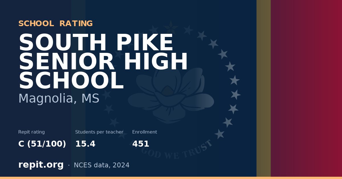 SOUTH PIKE SENIOR HIGH SCHOOL, Magnolia, MS — Repit school rating C (51/100)