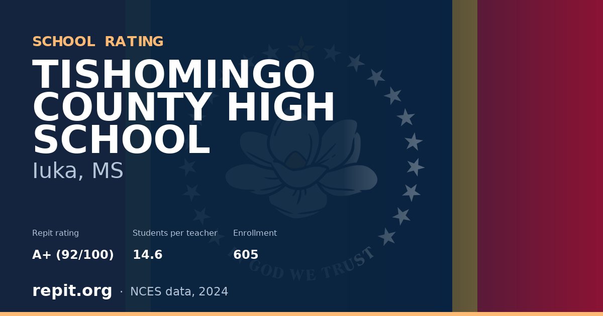 TISHOMINGO COUNTY HIGH SCHOOL, Iuka, MS — Repit school rating A+ (92/100)