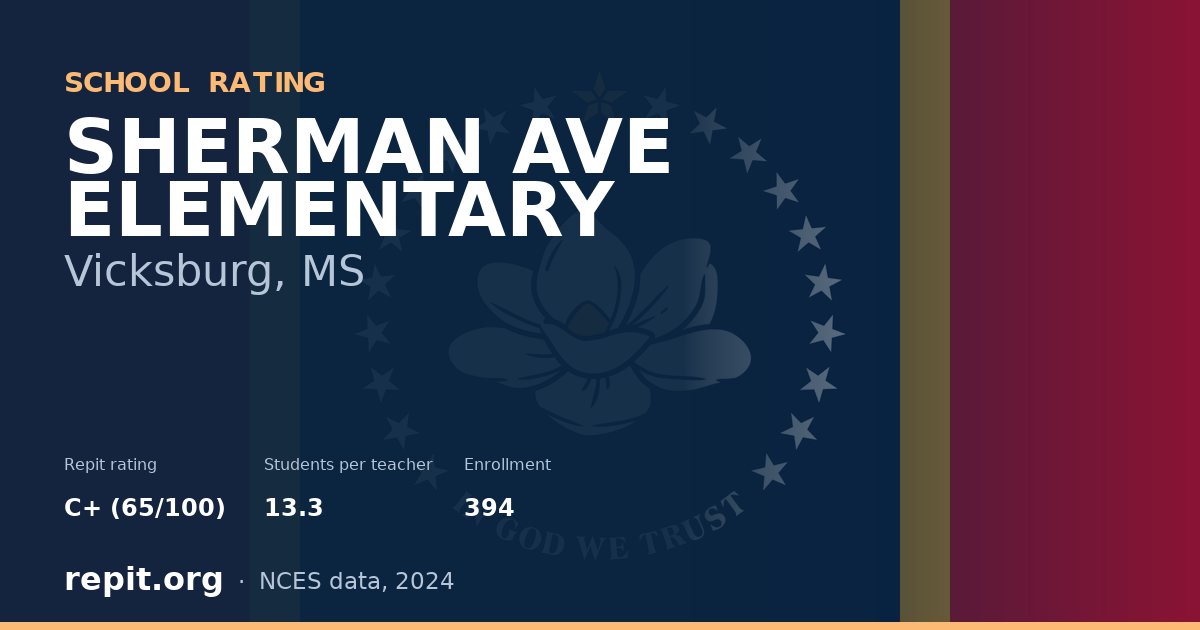 SHERMAN AVE ELEMENTARY, Vicksburg, MS — Repit school rating C+ (65/100)