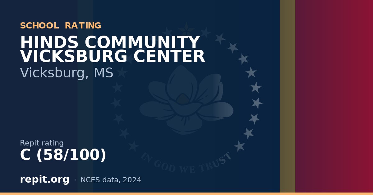 HINDS COMMUNITY VICKSBURG CENTER, Vicksburg, MS — Repit school rating C (58/100)