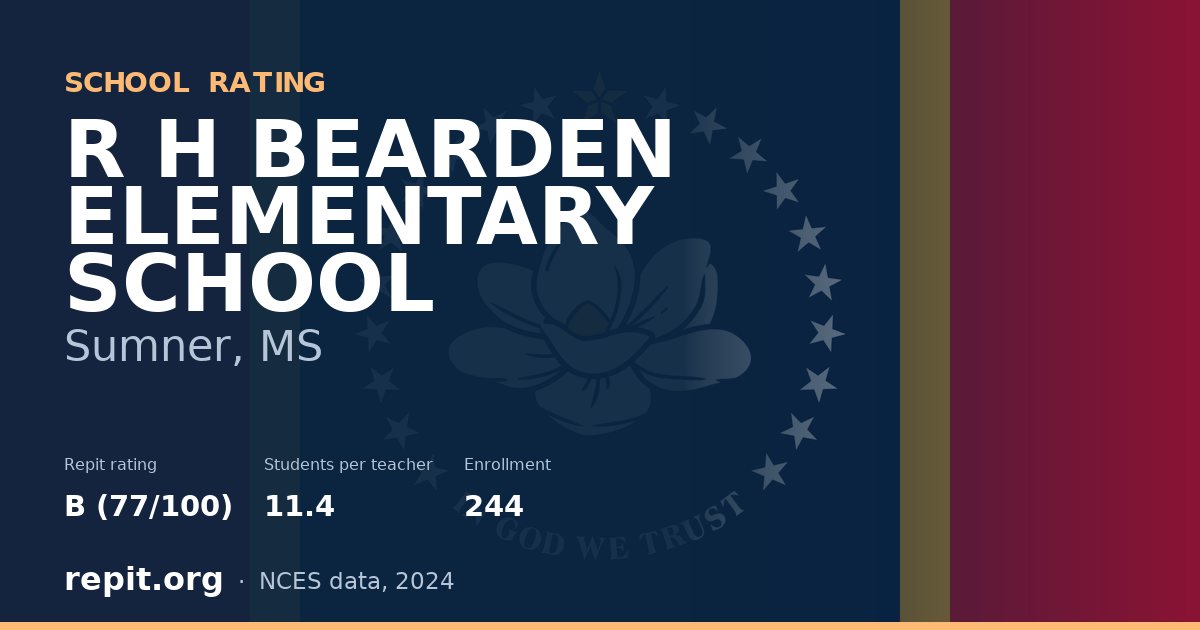 R H BEARDEN ELEMENTARY SCHOOL, Sumner, MS — Repit school rating B (77/100)