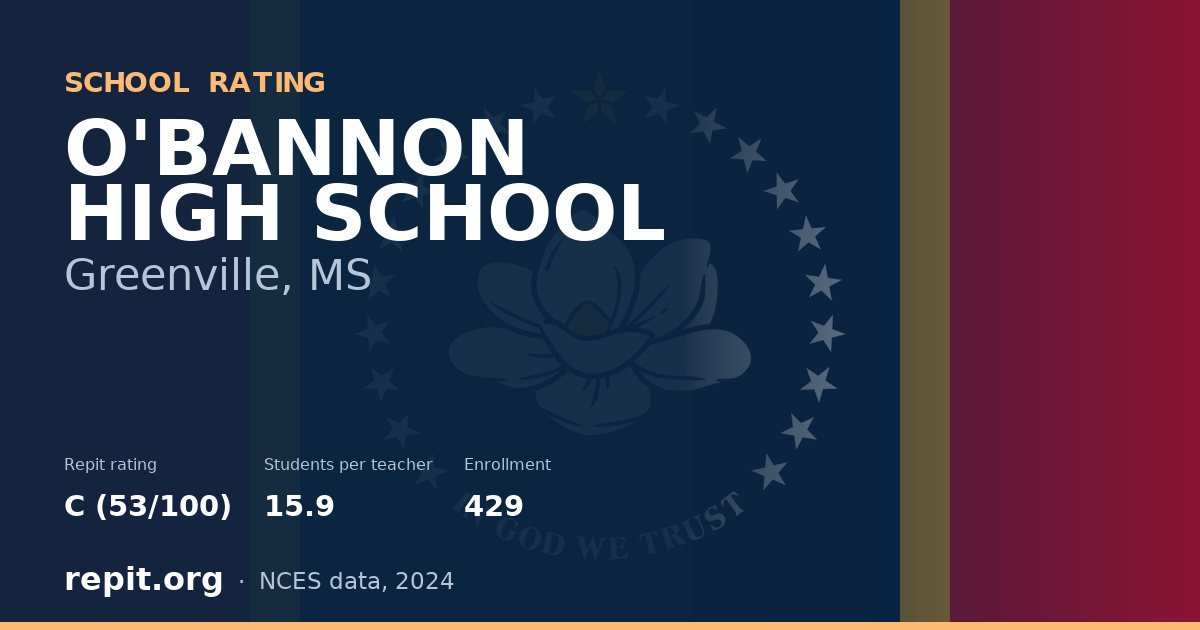 O'BANNON HIGH SCHOOL, Greenville, MS — Repit school rating C (53/100)