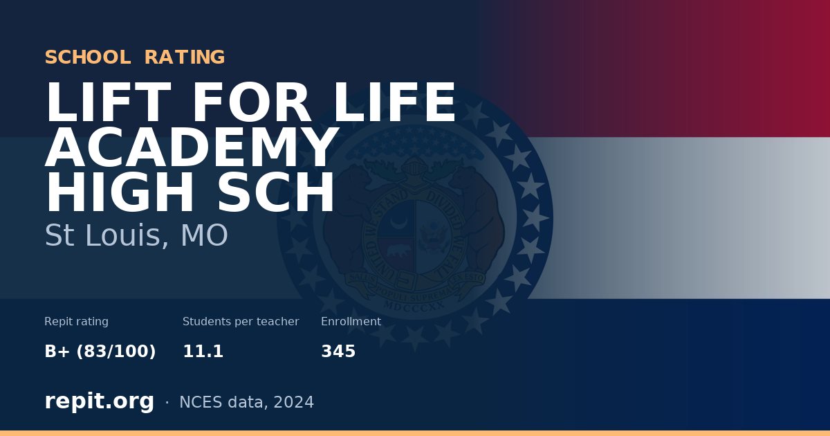 LIFT FOR LIFE ACADEMY HIGH SCH, St Louis, MO — Repit school rating B+ (83/100)