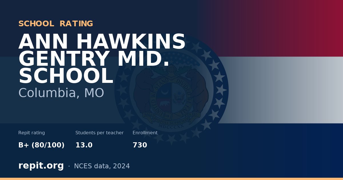ANN HAWKINS GENTRY MID. SCHOOL, Columbia, MO — Repit school rating B+ (80/100)