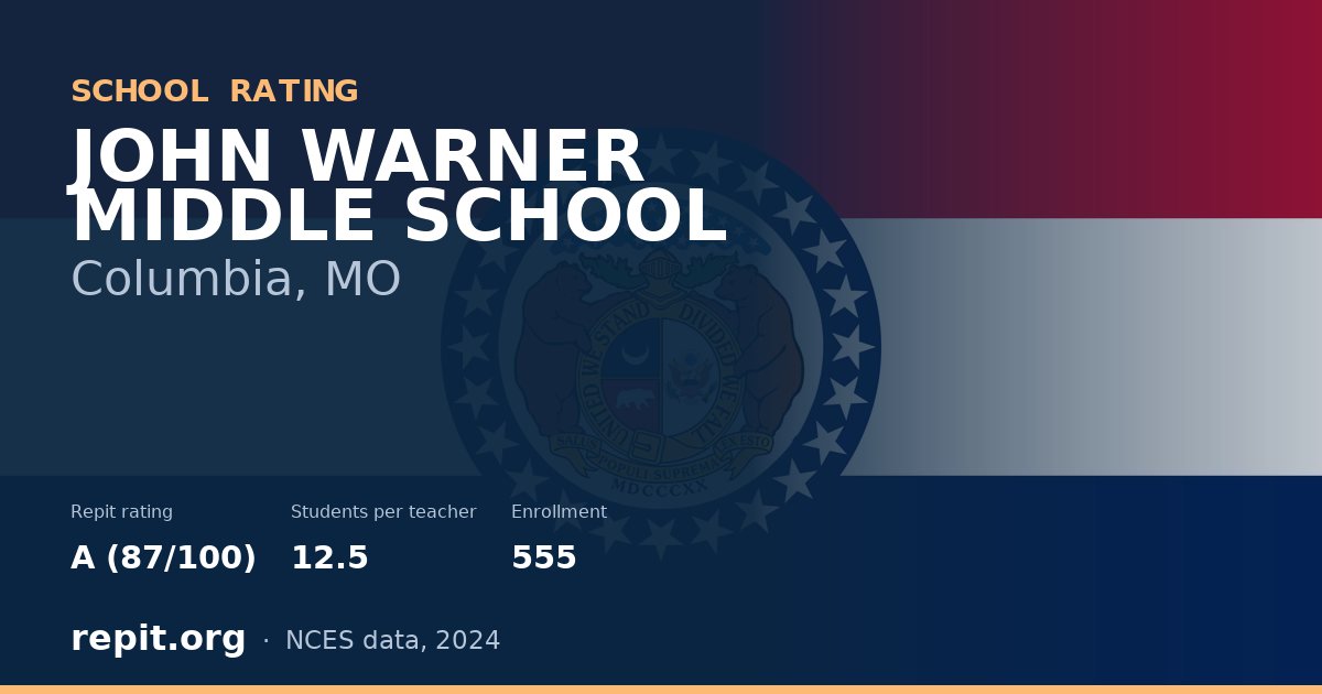 JOHN WARNER MIDDLE SCHOOL, Columbia, MO — Repit school rating A (87/100)