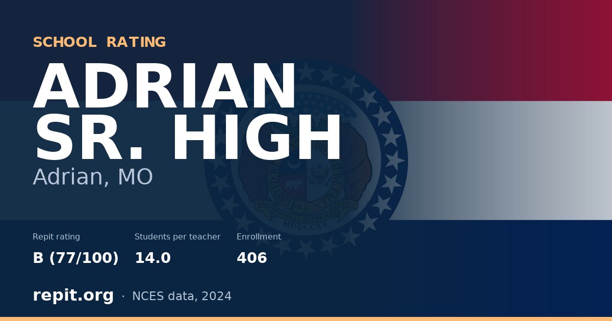 ADRIAN SR. HIGH, Adrian, MO — Repit school rating B (77/100)