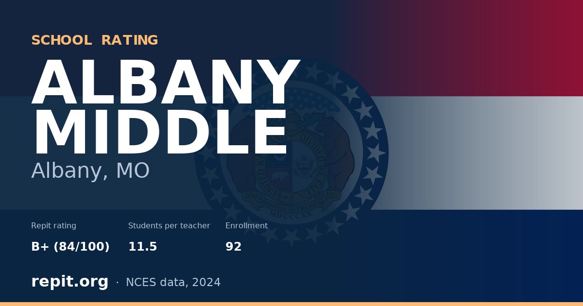 ALBANY MIDDLE, Albany, MO — Repit school rating B+ (84/100)