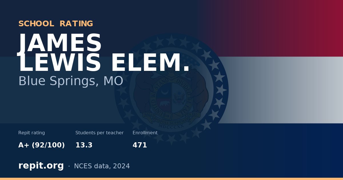 JAMES LEWIS ELEM., Blue Springs, MO — Repit school rating A+ (92/100)
