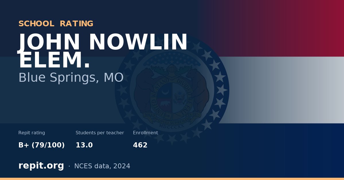 JOHN NOWLIN ELEM., Blue Springs, MO — Repit school rating B+ (79/100)