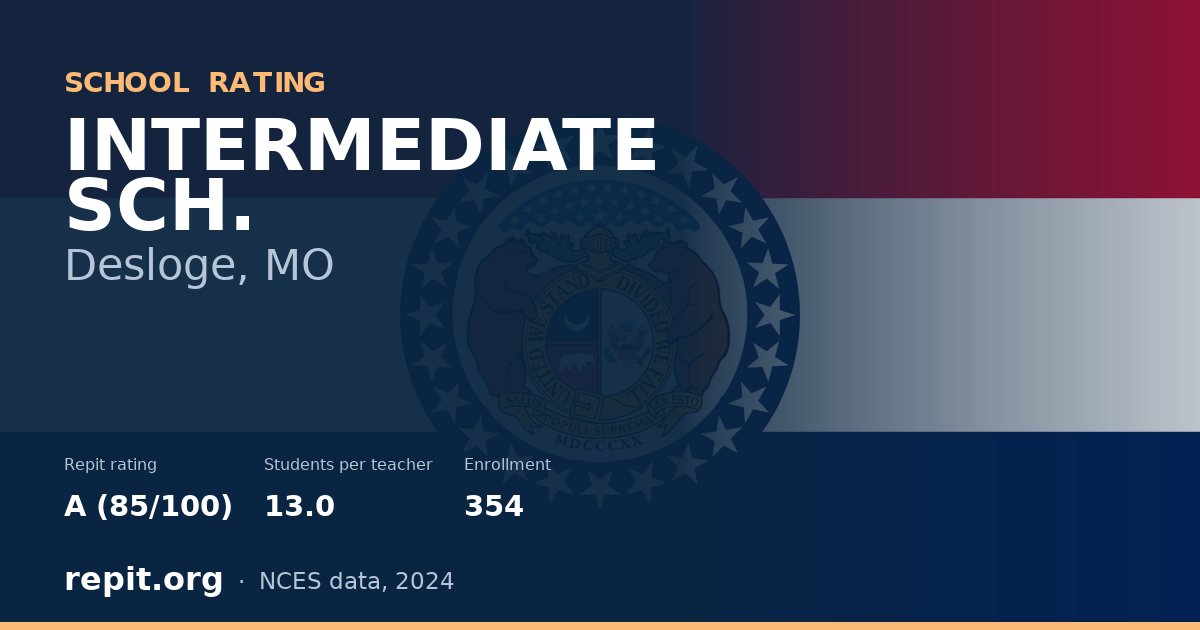INTERMEDIATE SCH., Desloge, MO — Repit school rating A (85/100)