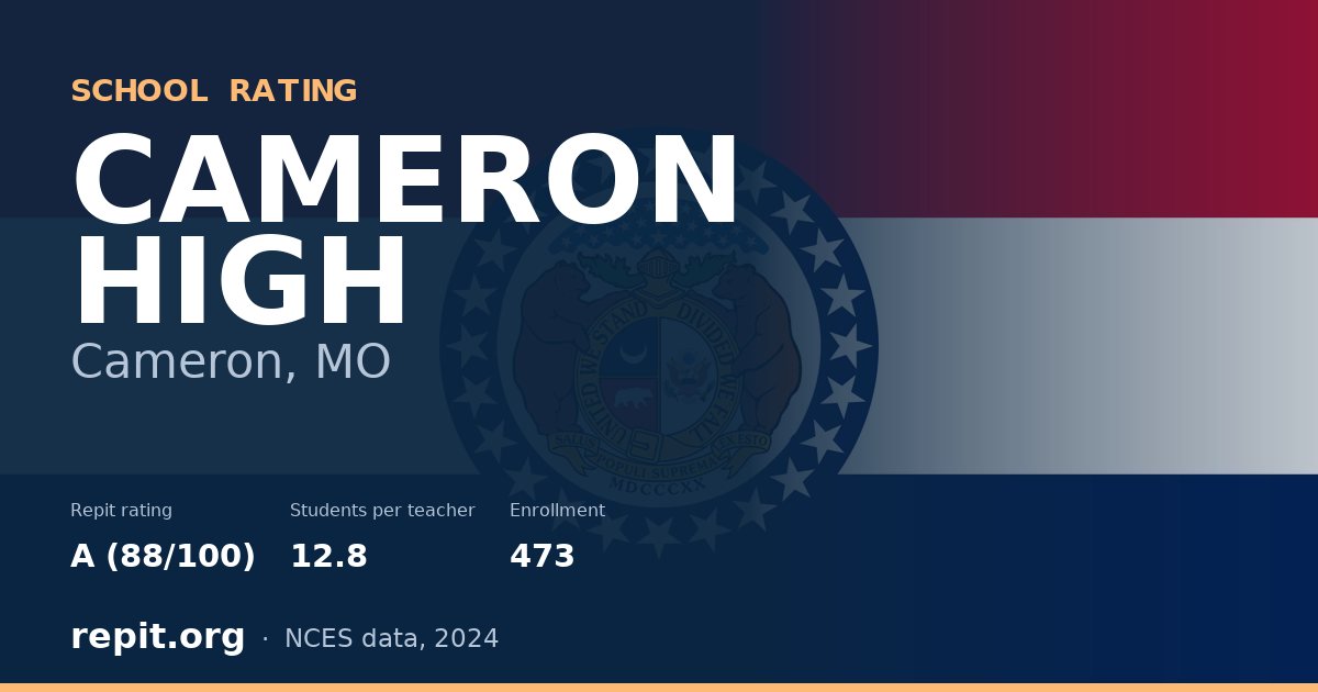 CAMERON HIGH, Cameron, MO — Repit school rating A (88/100)