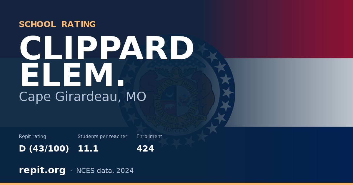 CLIPPARD ELEM., Cape Girardeau, MO — Repit school rating D (43/100)