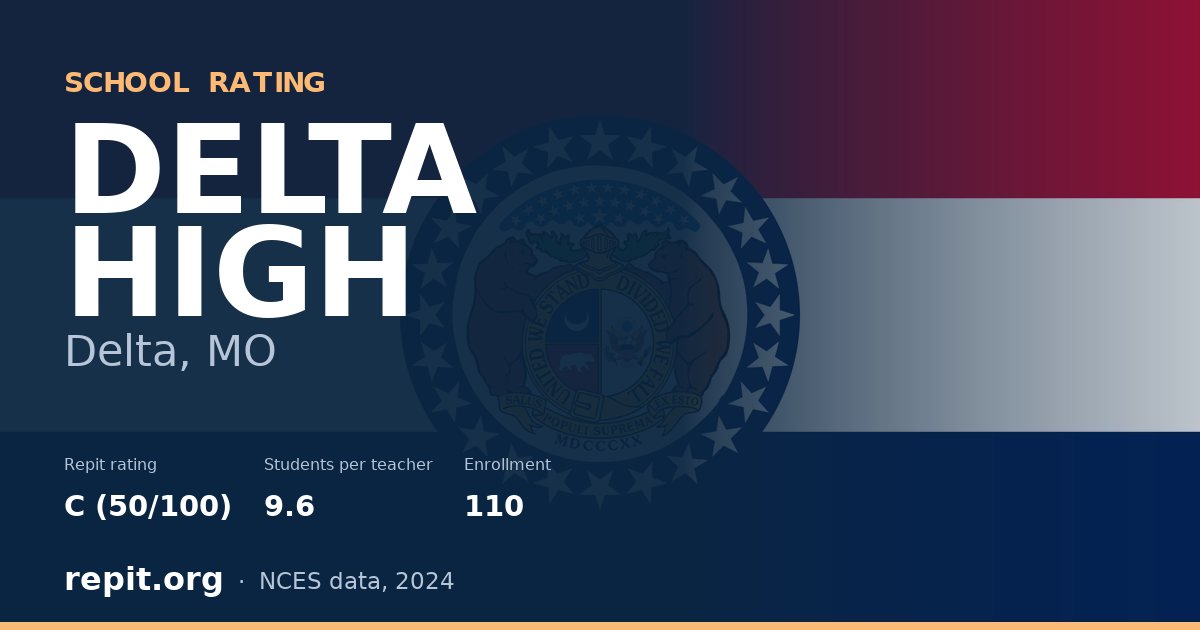 DELTA HIGH, Delta, MO — Repit school rating C (50/100)
