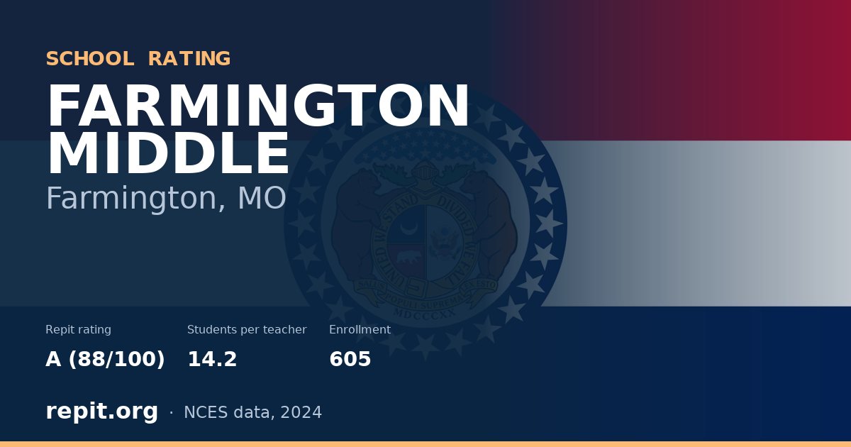 FARMINGTON MIDDLE, Farmington, MO — Repit school rating A (88/100)