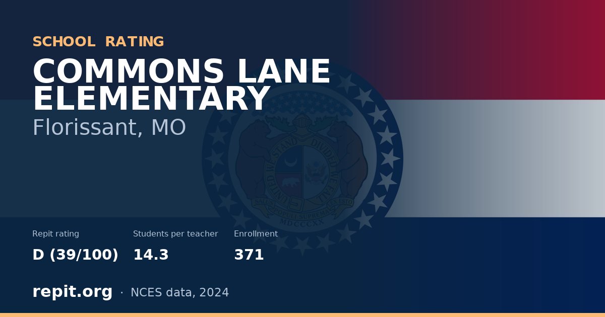 COMMONS LANE ELEMENTARY, Florissant, MO — Repit school rating D (39/100)