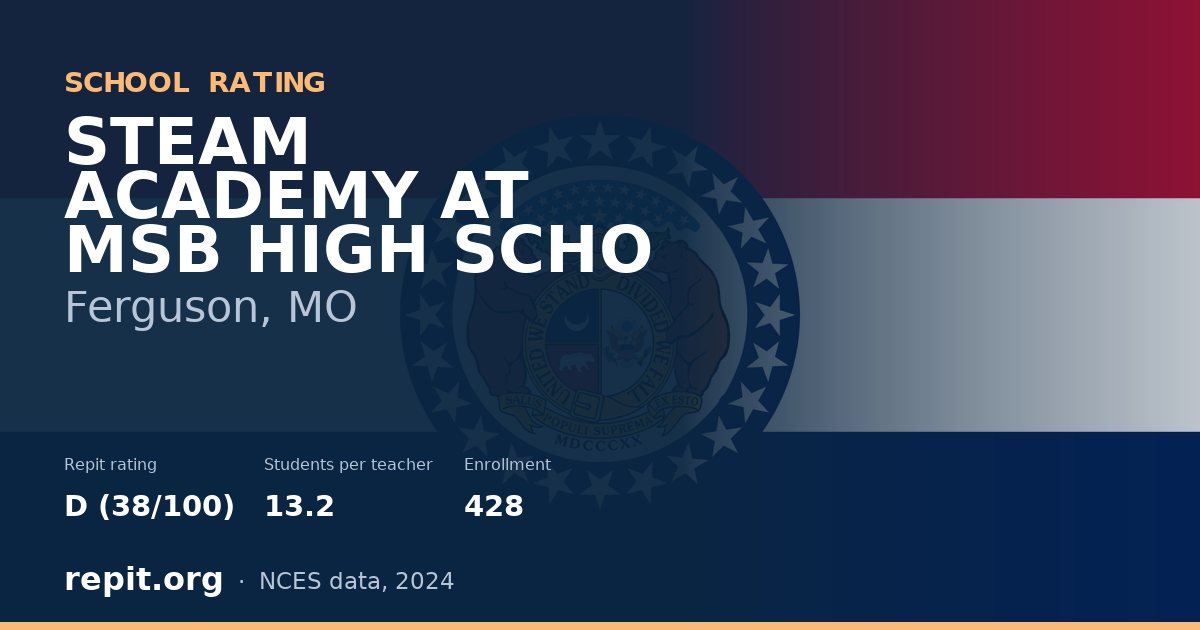 STEAM ACADEMY AT MSB HIGH SCHO, Ferguson, MO — Repit school rating D (38/100)