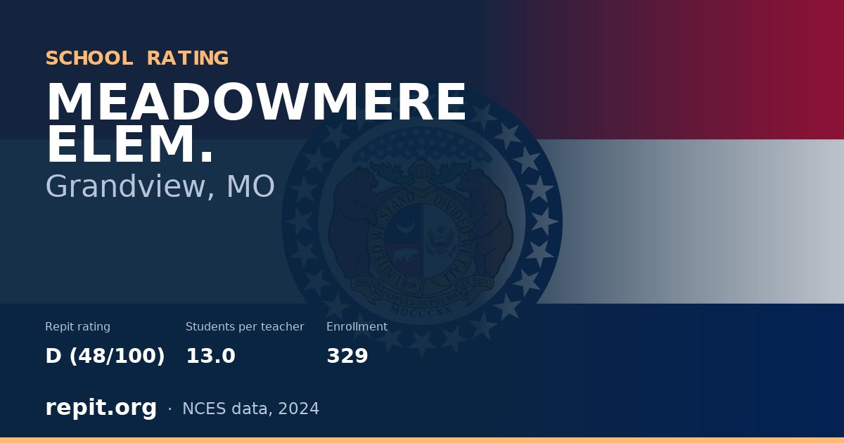 MEADOWMERE ELEM., Grandview, MO — Repit school rating D (48/100)