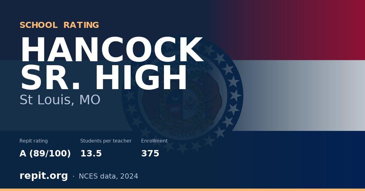 HANCOCK SR. HIGH, St Louis, MO — Repit school rating A (89/100)