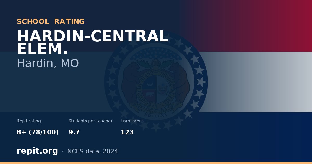 HARDIN-CENTRAL ELEM., Hardin, MO — Repit school rating B+ (78/100)