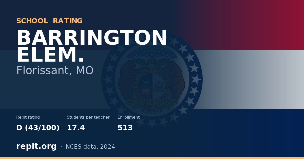 BARRINGTON ELEM., Florissant, MO — Repit school rating D (43/100)