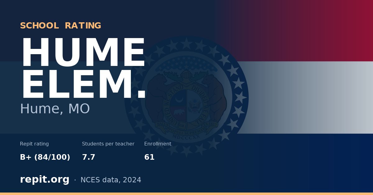HUME ELEM., Hume, MO — Repit school rating B+ (84/100)