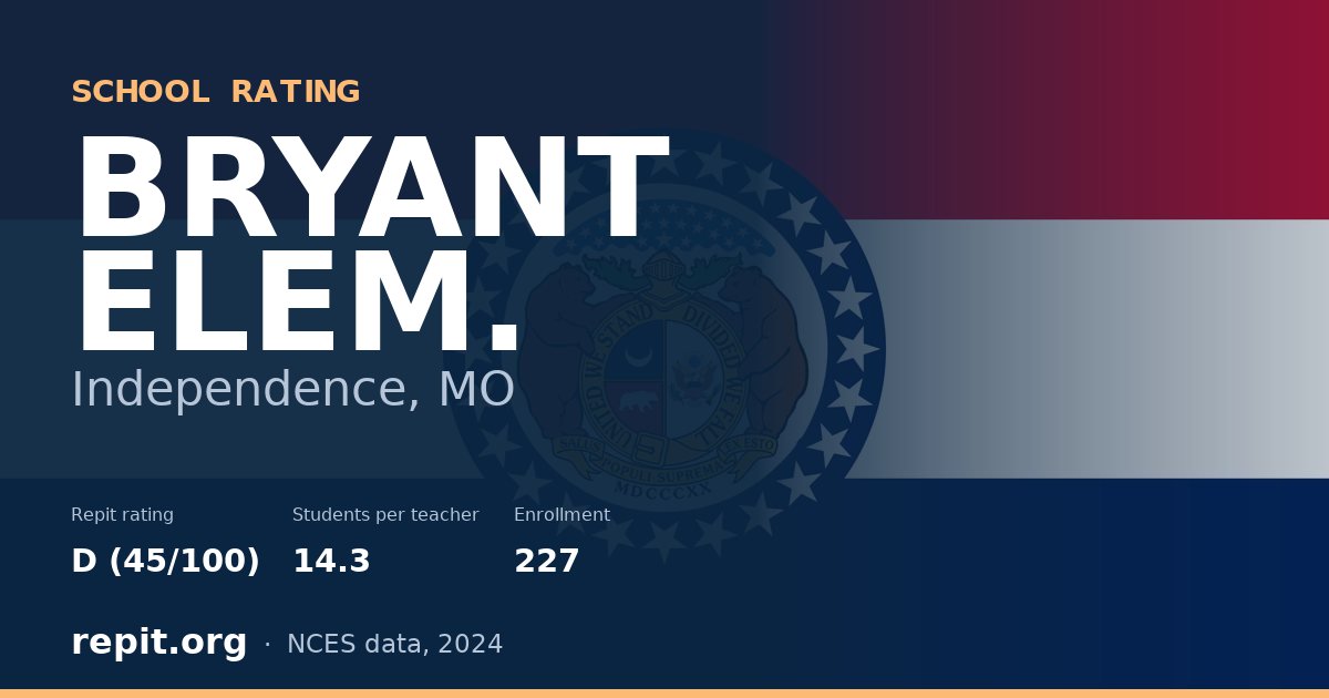 BRYANT ELEM., Independence, MO — Repit school rating D (45/100)