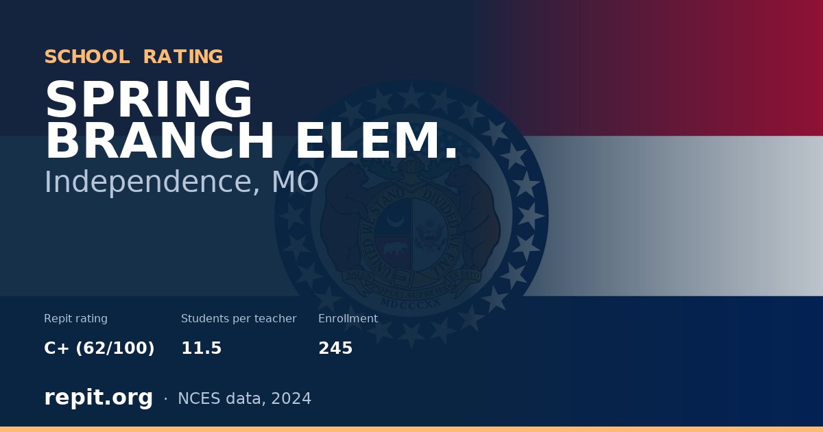 SPRING BRANCH ELEM., Independence, MO — Repit school rating C+ (62/100)