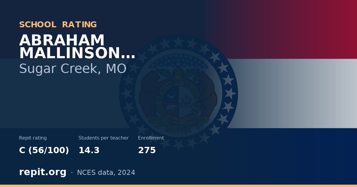 ABRAHAM MALLINSON ELEMENTARY, Sugar Creek, MO — Repit school rating C (56/100)