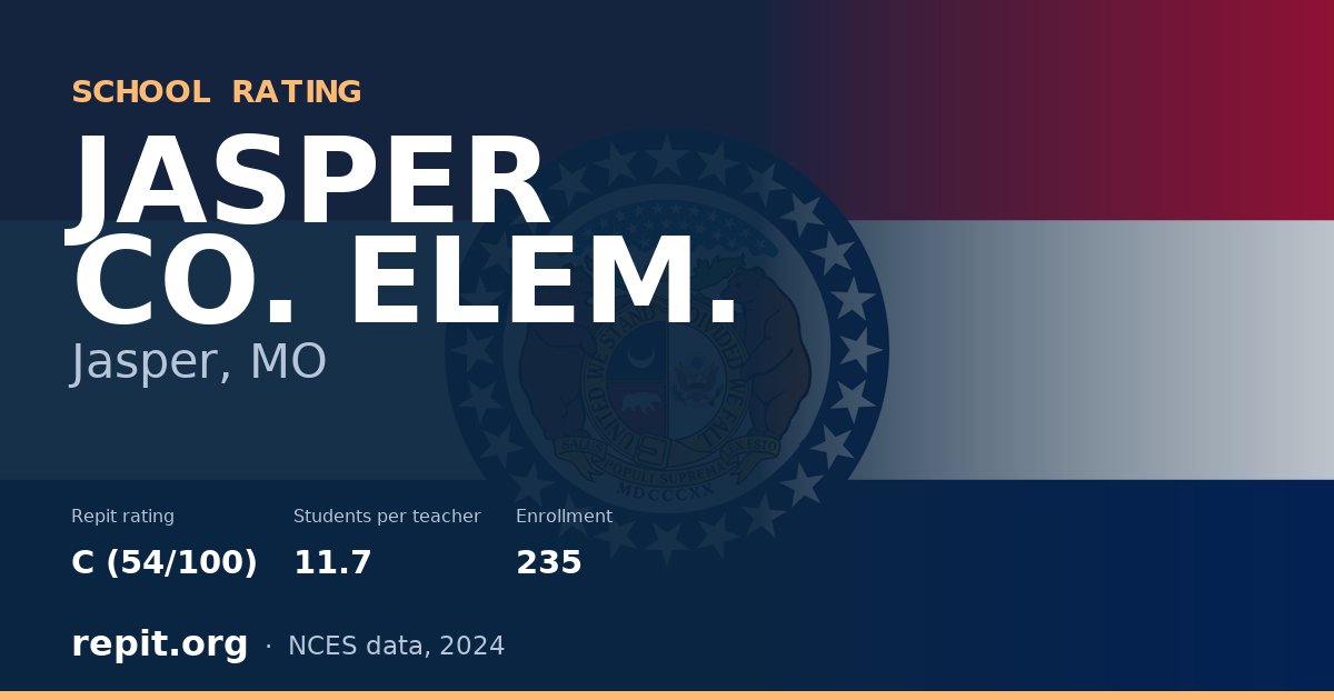 JASPER CO. ELEM., Jasper, MO — Repit school rating C (54/100)