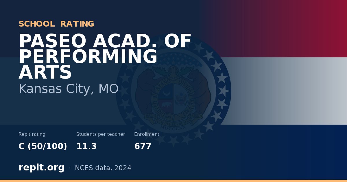 PASEO ACAD. OF PERFORMING ARTS, Kansas City, MO — Repit school rating C (50/100)