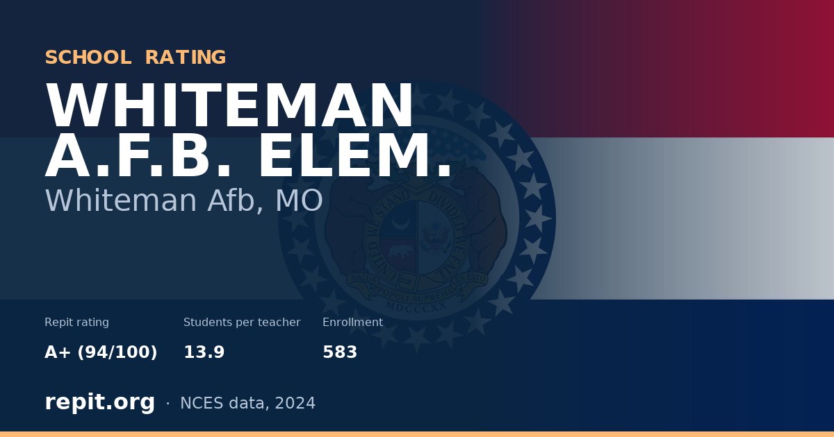 WHITEMAN A.F.B. ELEM., Whiteman Afb, MO — Repit school rating A+ (94/100)