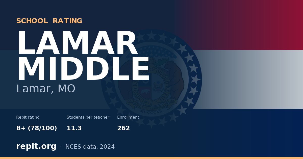 LAMAR MIDDLE, Lamar, MO — Repit school rating B+ (78/100)