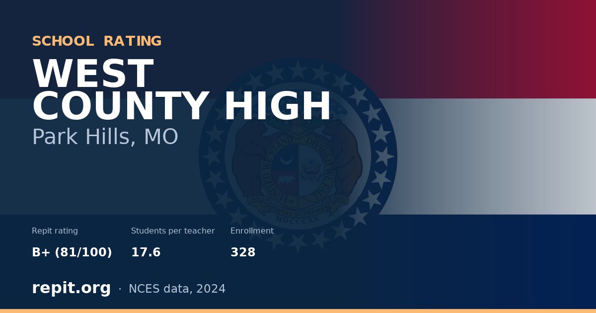 WEST COUNTY HIGH, Park Hills, MO — Repit school rating B+ (81/100)