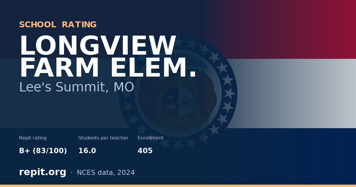 LONGVIEW FARM ELEM., Lee's Summit, MO — Repit school rating B+ (83/100)